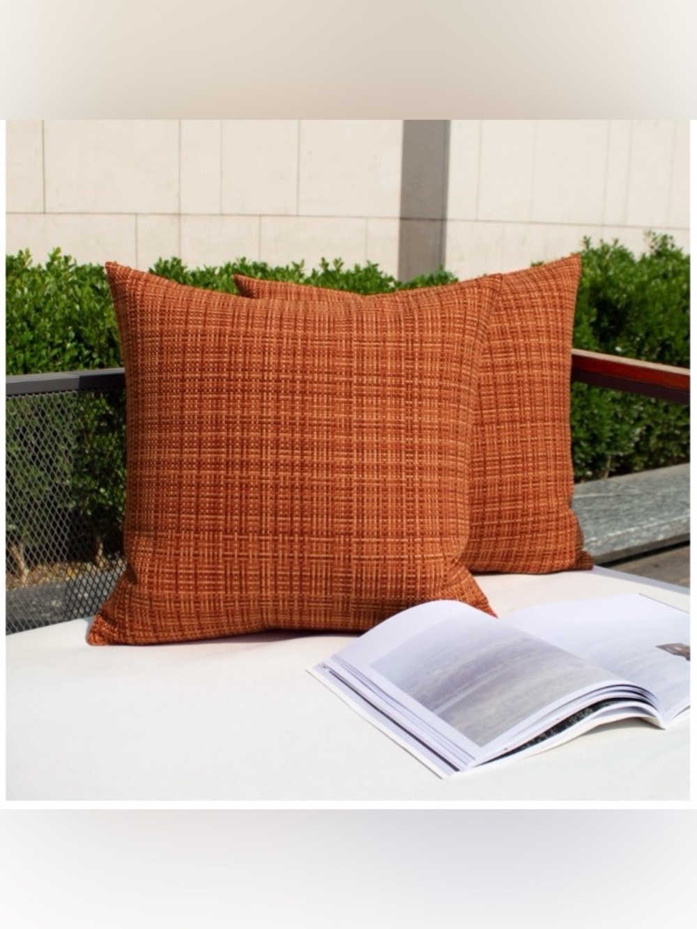 Outdoor Pillow Covers Waterproof SQUARE 24x24” BURNT ORANGE